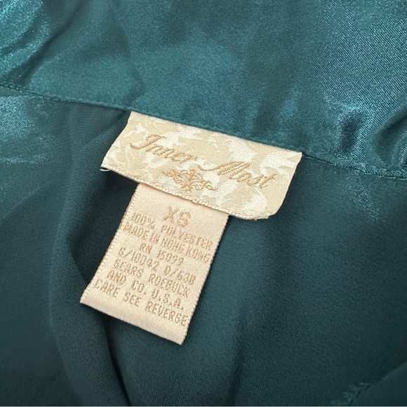 Vintage Inner Most Silky Emerald Green Long Sleeve Nightgown Women’s Size XS - Picture 10 of 10